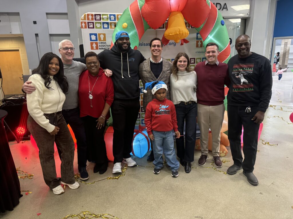 Distributing toys to children